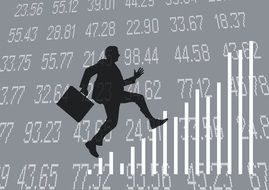 man goes up the stock exchange the icon of the drawing