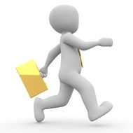 figure of a man with a yellow case
