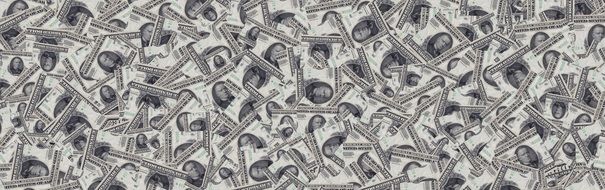 Dollar bils on a Banner