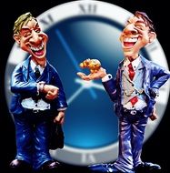 meeting of two businessmen at background with the clock