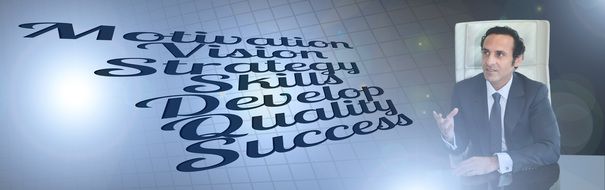 Businessman and at word cloud, collage