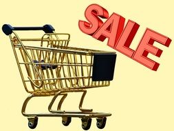 shopping cart and the inscription sale