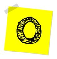 Zero, black drawing on yellow card