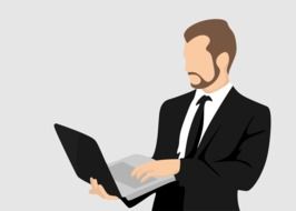 Cartoon Businessman with laptop