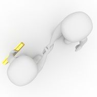 handhaking persons, 3d rendering, top view