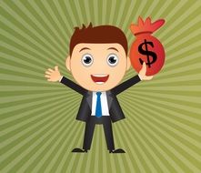 funny businessman with money