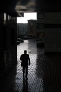 Businessman walking on a street