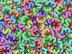 colorful currency symbols