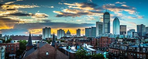 boston city with skyscrapers
