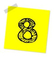 Yellow note with eight number on it