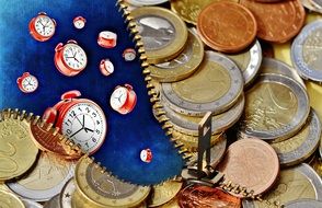 alarm clocks and coins