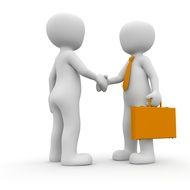 business man shakes hands with another person, render