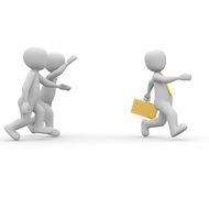 business man moves away from people