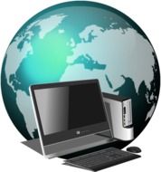 computer near the globe