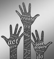 hand silhouettes with inscriptions