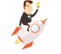 the man on the rocket Web Design drawing