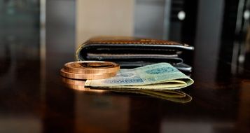 Banknote and coins