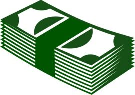 Cash, pack of Green bills, drawing