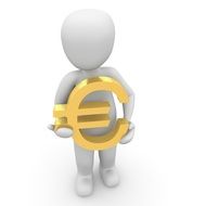 figure of a man with a yellow euro sign in his hands