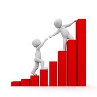 helping each other up the red ladder