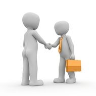 human figures greet each other