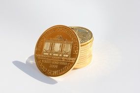 gold coins on a white background