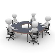 figures of people at the round table as a 3d model