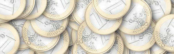 banner with 1 euro coins