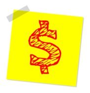 Dollar on the yellow drawing