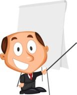 businessman with pointer, cartoon character