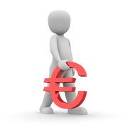 human figure carries euro sign