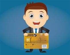 person holding visa card drawing