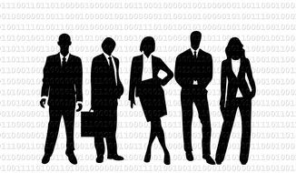 businessmen silhouettes on white background