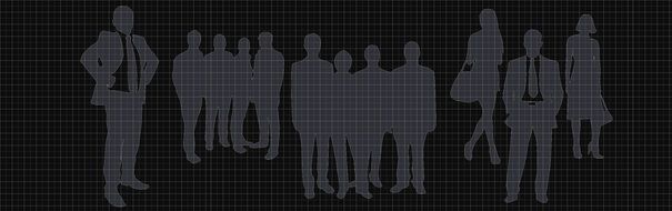 silhouettes of people on the background with squares