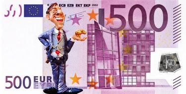 figure of businessman on money background