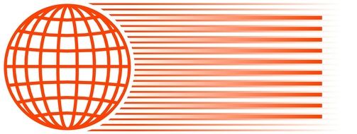 painted orange sphere and parallel strips