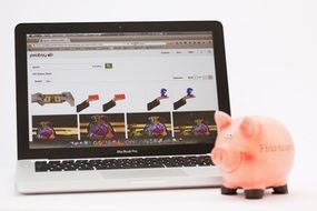 Piggy Bank and laptop