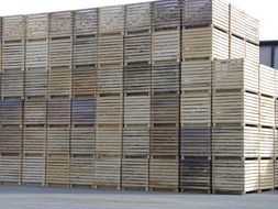 A lot of wooden boxes