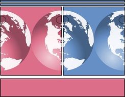 pink and blue banner with the image of the planets