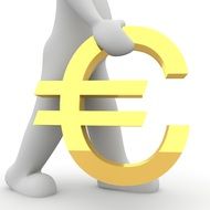 euro symbol in man's hand