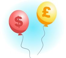 balloons with drawings of currency signs