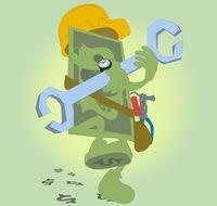 animated banknote with tools