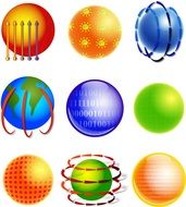 globe, colorful logos