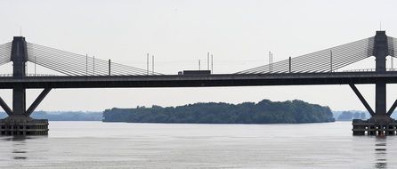 overwater Danube bridge in New-Europe