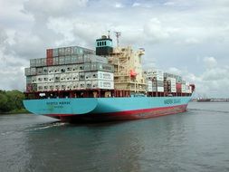 freighter with cargo in water