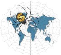 world map on the cobweb
