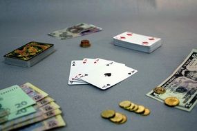 money and cards in the casino