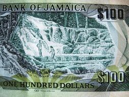 Close-up of the banknote of jamaican dollar