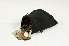 black bag with pennies