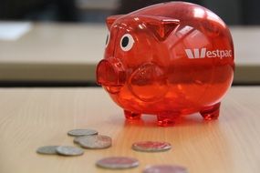 red glass piggy bank